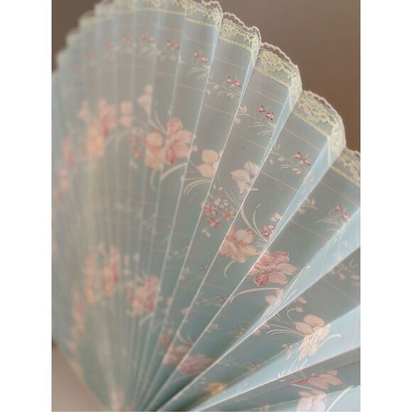 Vintage Paper Floral And Lace Shell Fan - Picture 7 of 12
